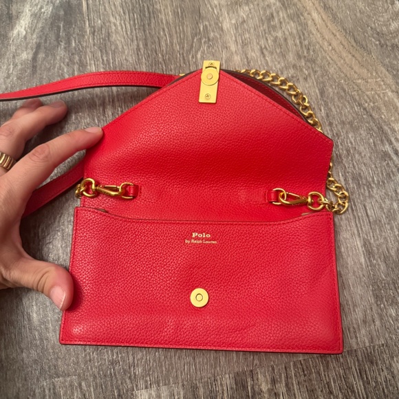 Polo Ralph Lauren Leather ID Chain Wallet / Bag Red - Picture 5 of 8